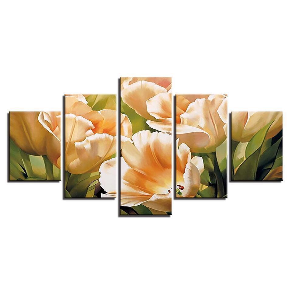 Graceful Champagne Tulips Flower Abstract Nature Canvas Wall Art