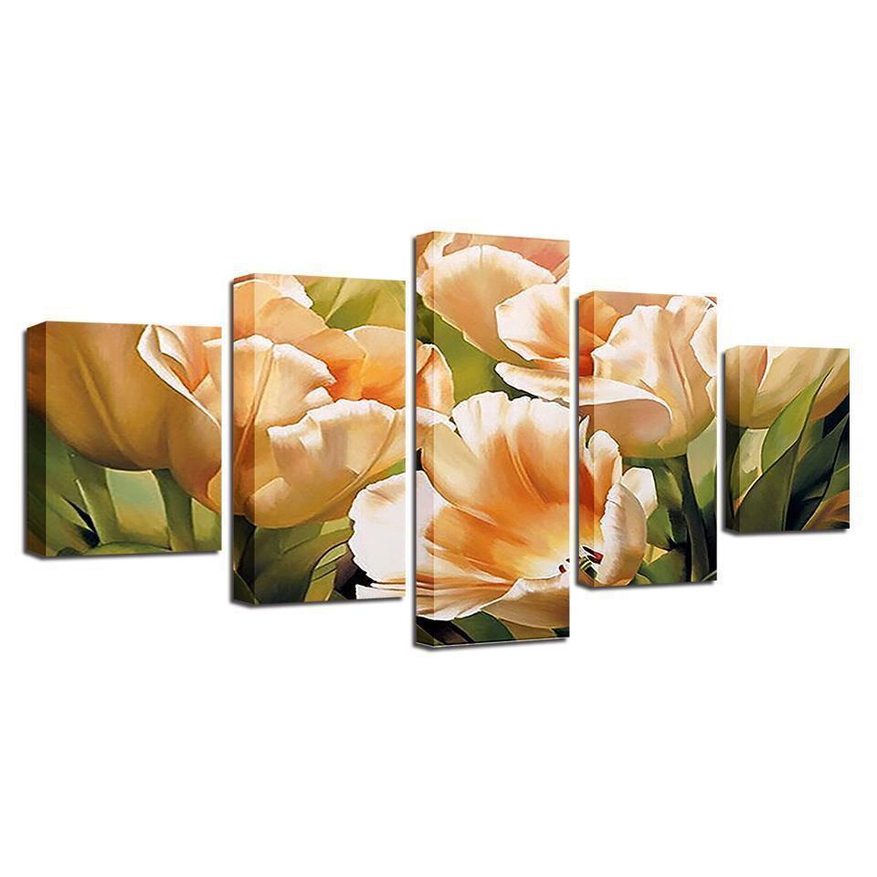 Graceful Champagne Tulips Flower Abstract Nature Canvas Wall Art