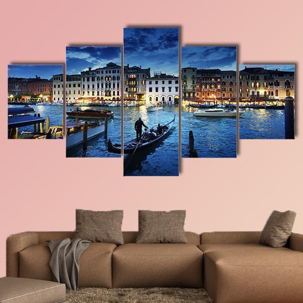 Grand Canal In Sunset Time In Italy Nature Canvas Wall Art