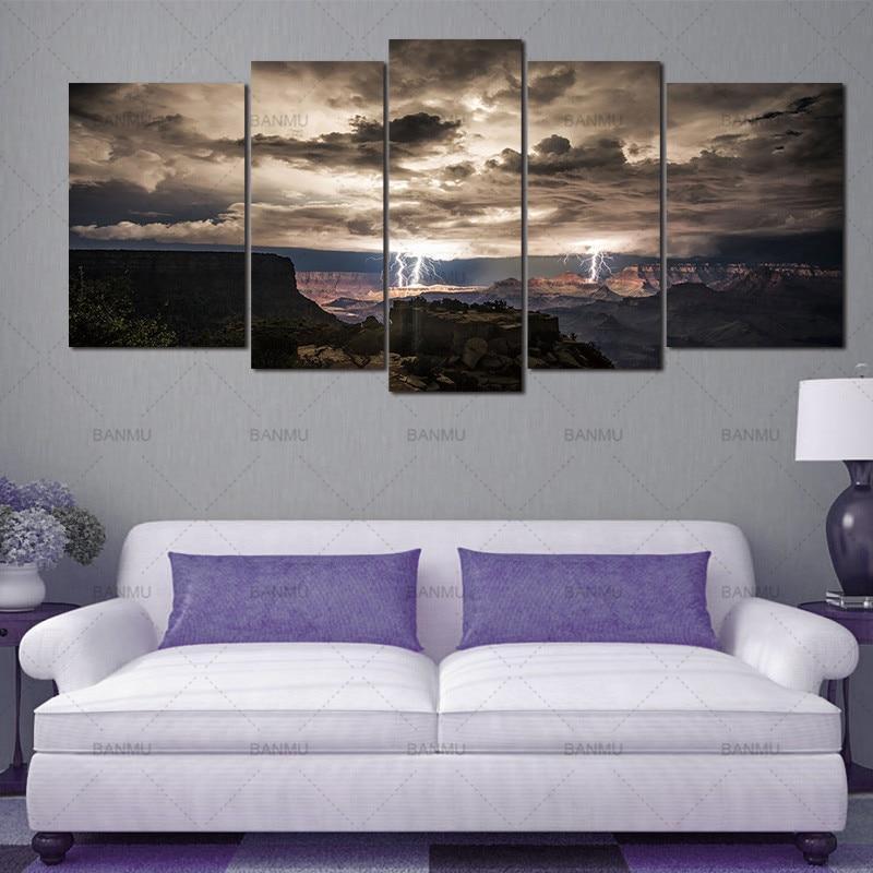 Grand Canyon Dark Cloud Nature Canvas Wall Art