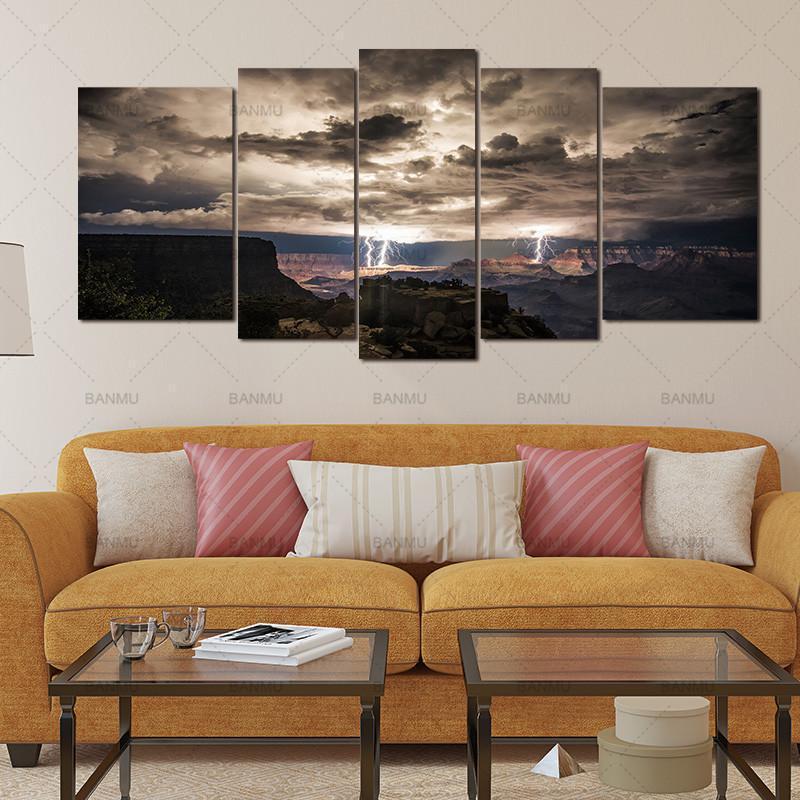 Grand Canyon Dark Cloud Nature Canvas Wall Art