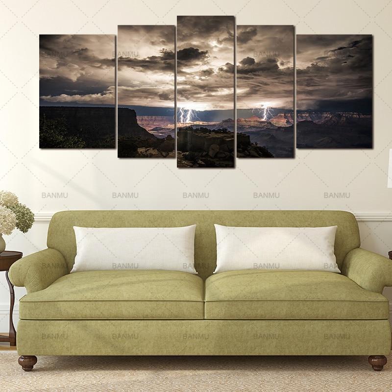 Grand Canyon Dark Cloud Nature Canvas Wall Art