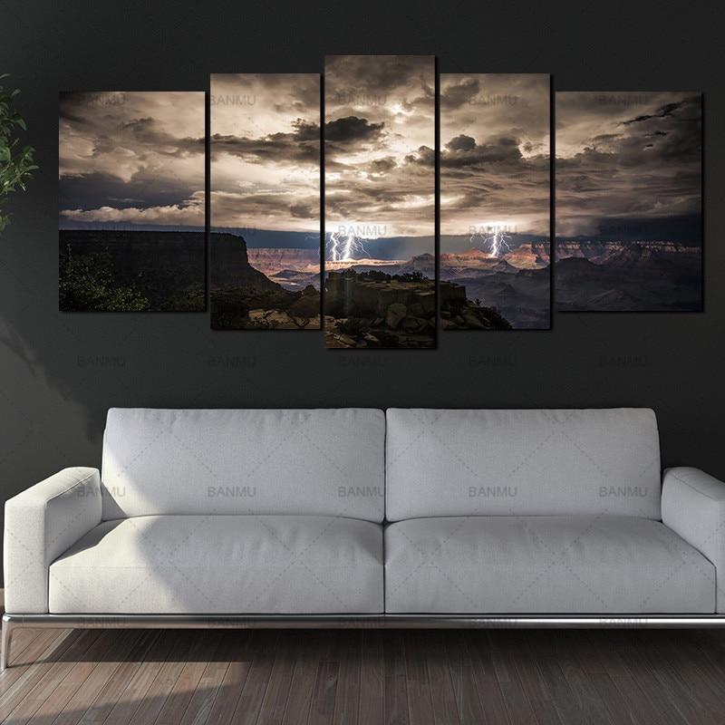 Grand Canyon Dark Cloud Nature Canvas Wall Art