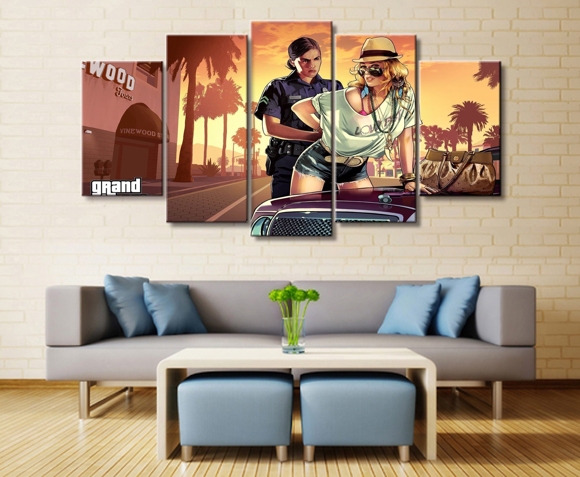 Grand Theft Auto V Arrested By Cops Gaming Canvas Wall Art