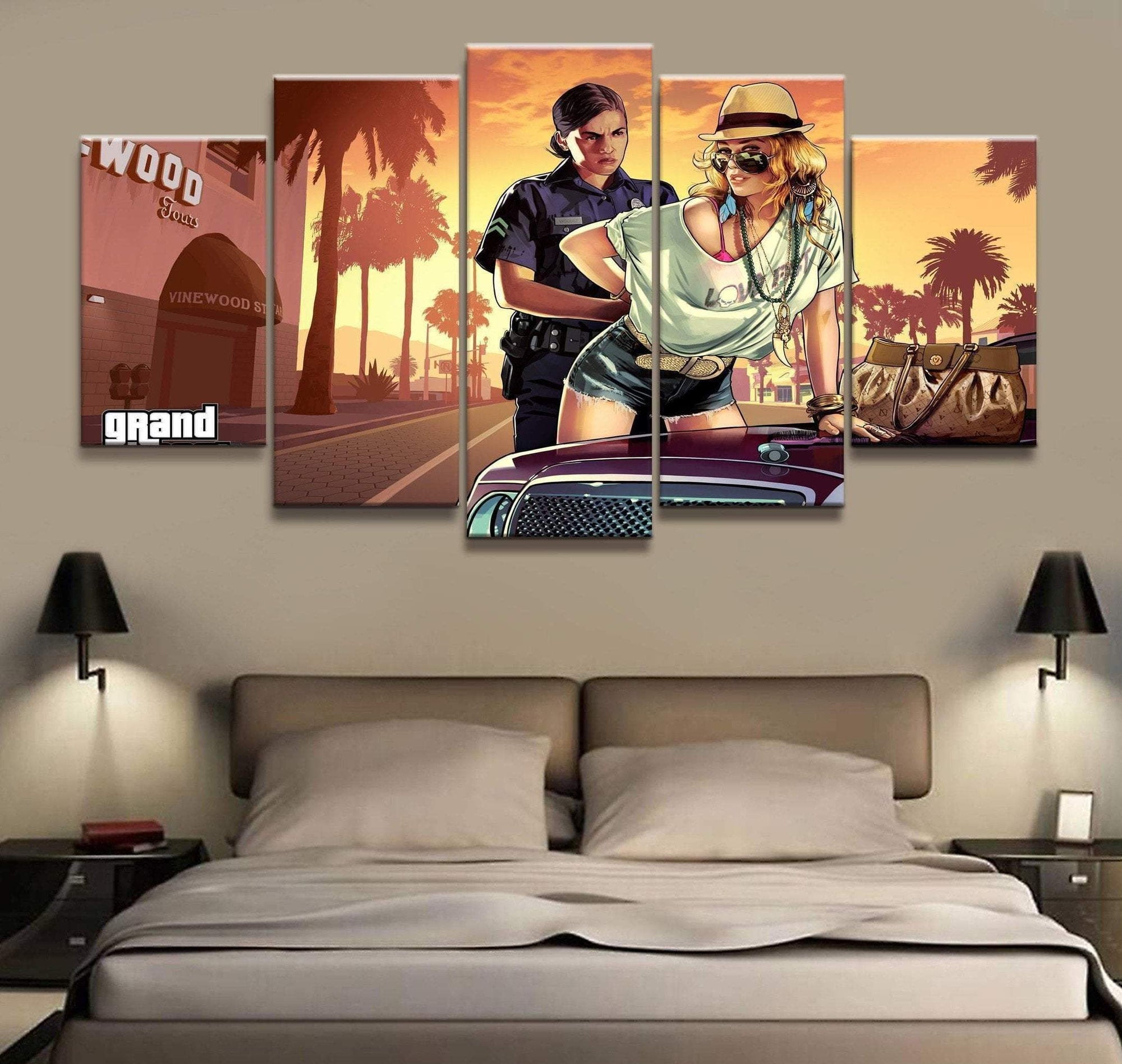Grand Theft Auto V Arrested By Cops Gaming Canvas Wall Art