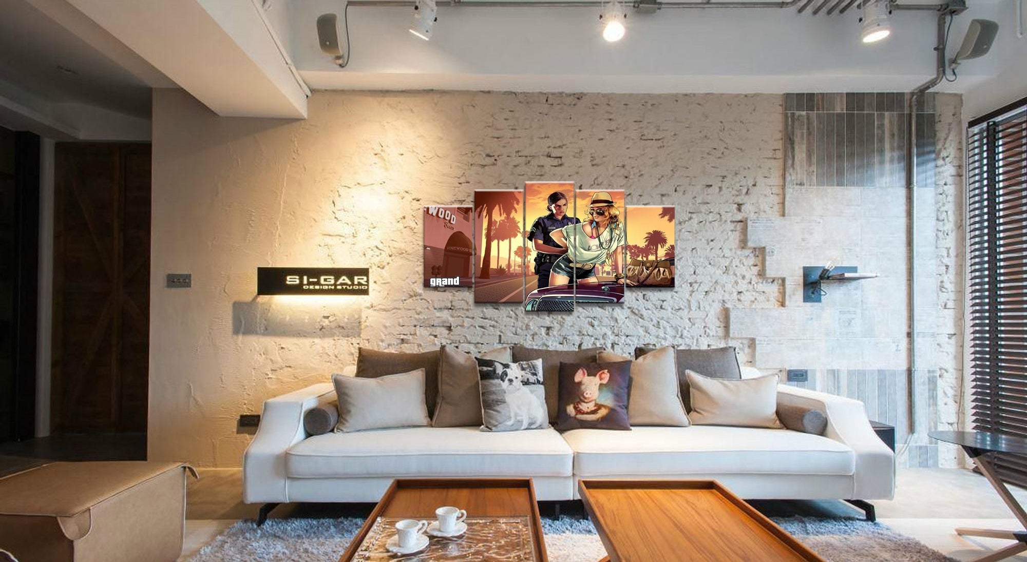 Grand Theft Auto V Arrested By Cops Gaming Canvas Wall Art