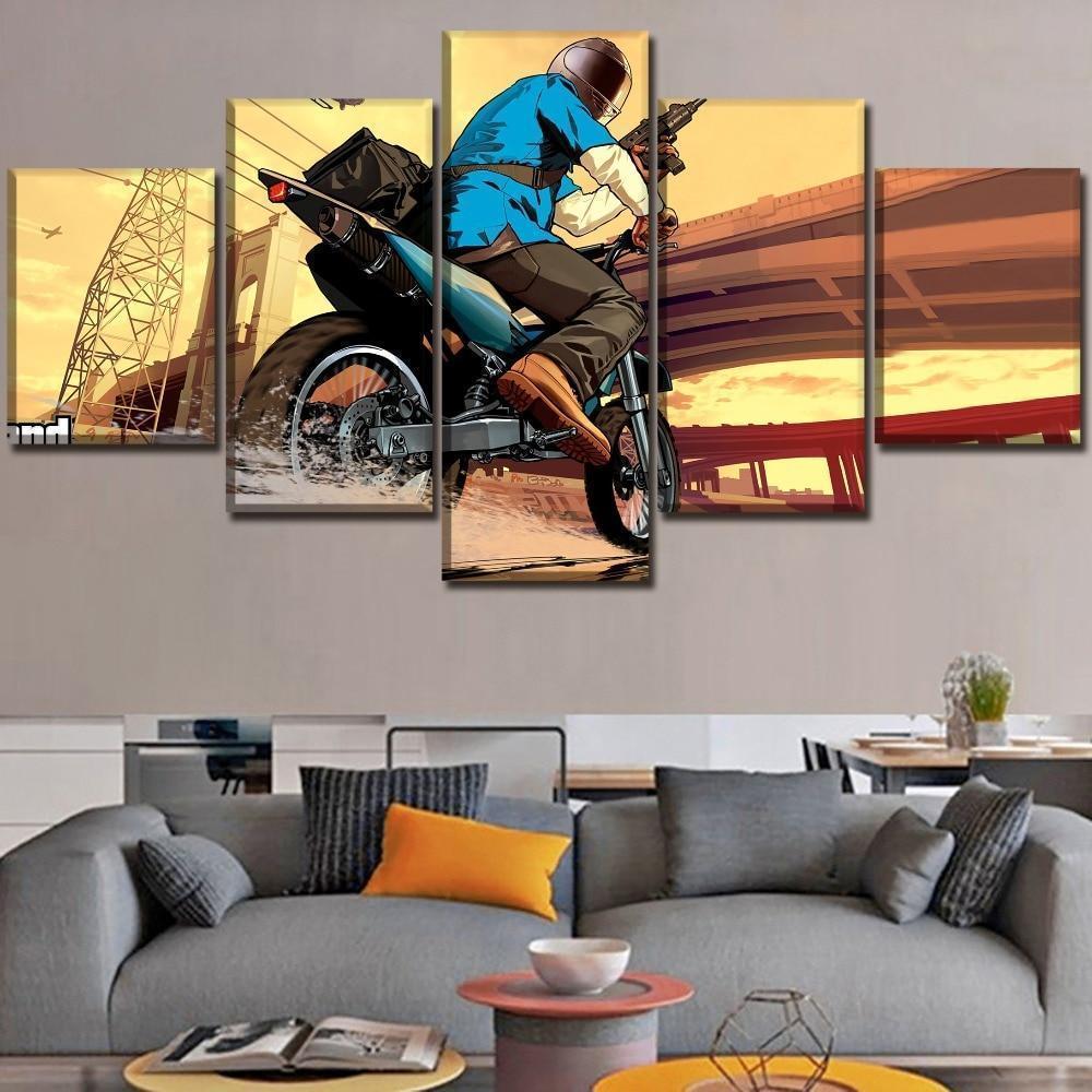 Grand Theft Auto V Bandit Run Away Gaming Canvas Wall Art