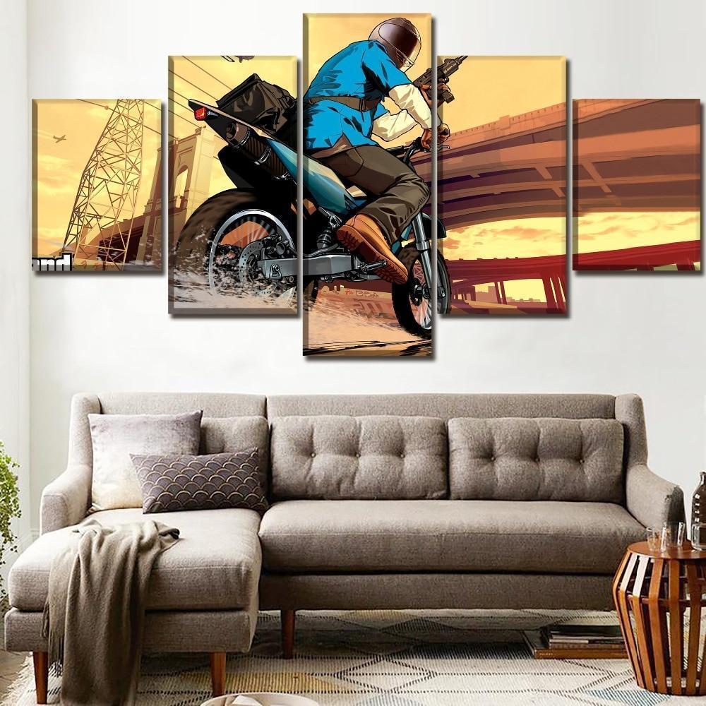 Grand Theft Auto V Bandit Run Away Gaming Canvas Wall Art
