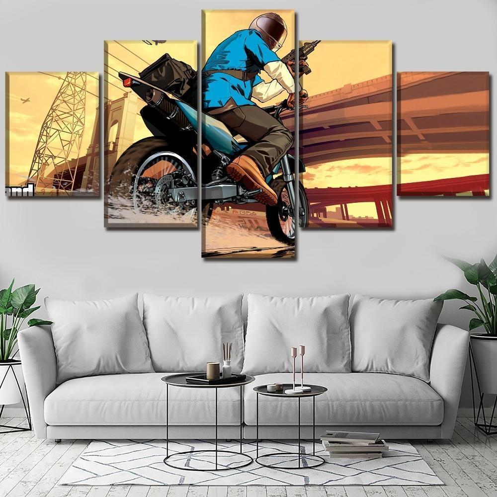 Grand Theft Auto V Bandit Run Away Gaming Canvas Wall Art