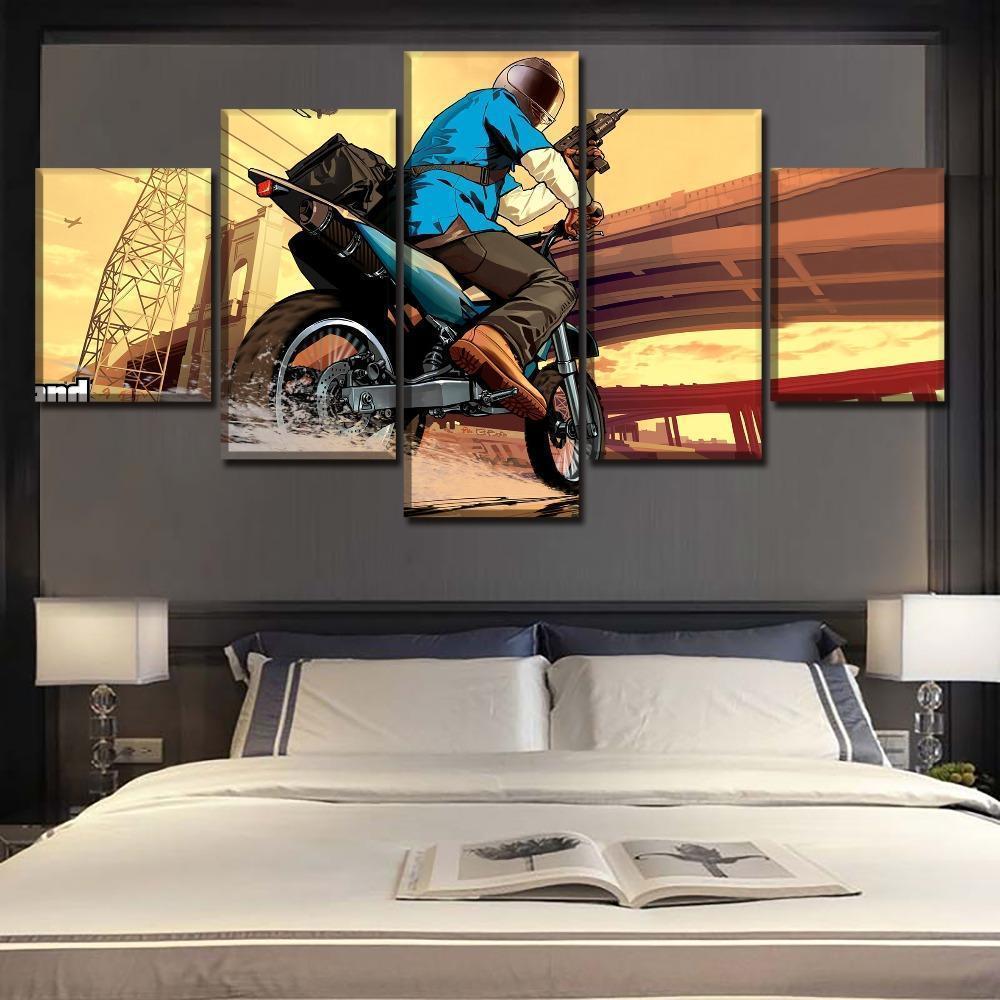 Grand Theft Auto V Bandit Run Away Gaming Canvas Wall Art