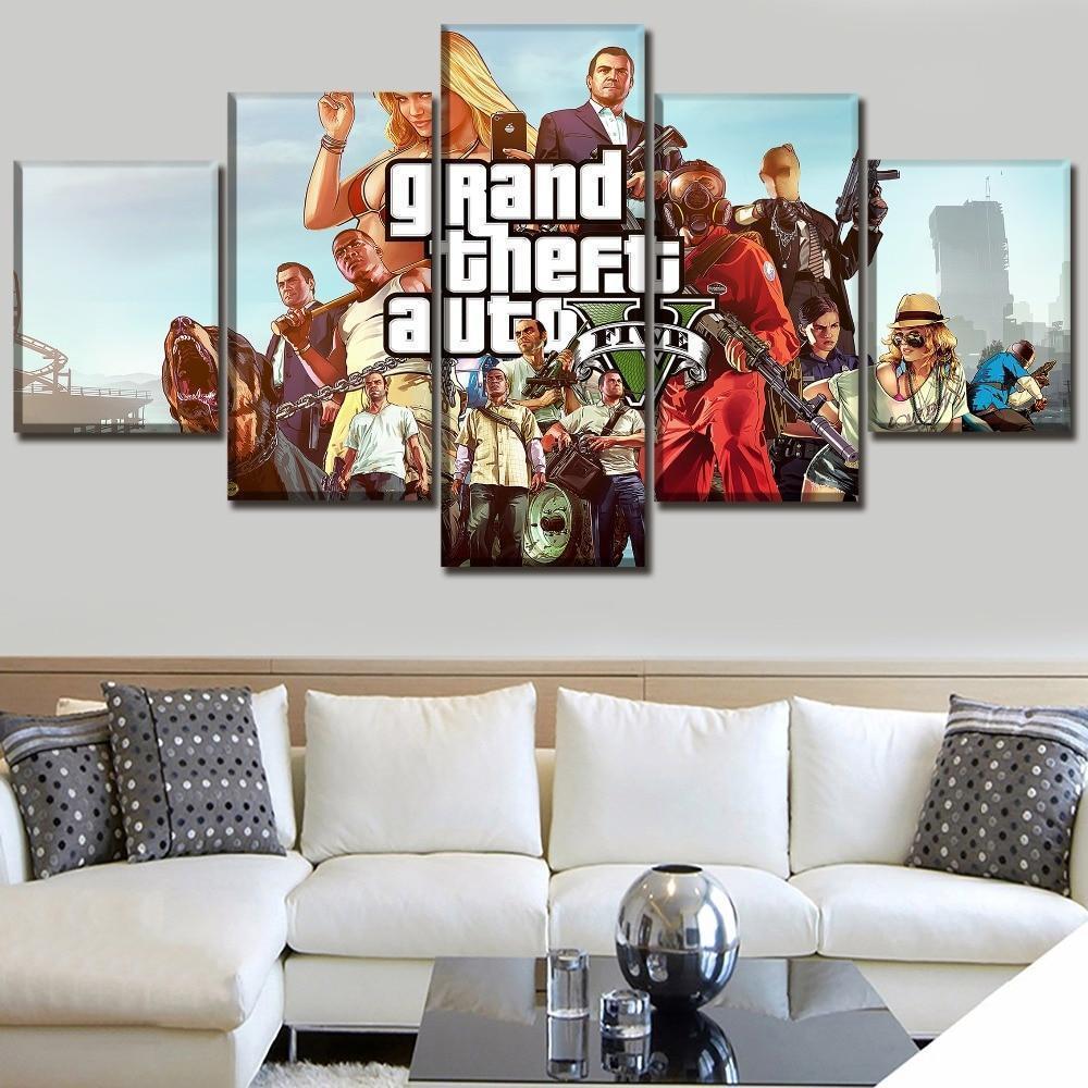 Grand Theft Auto V Character Posters 1 Gaming Canvas Wall Art