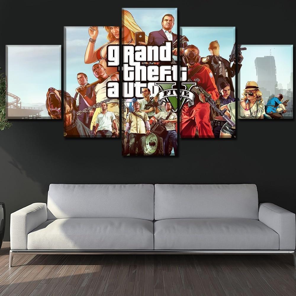 Grand Theft Auto V Character Posters 1 Gaming Canvas Wall Art