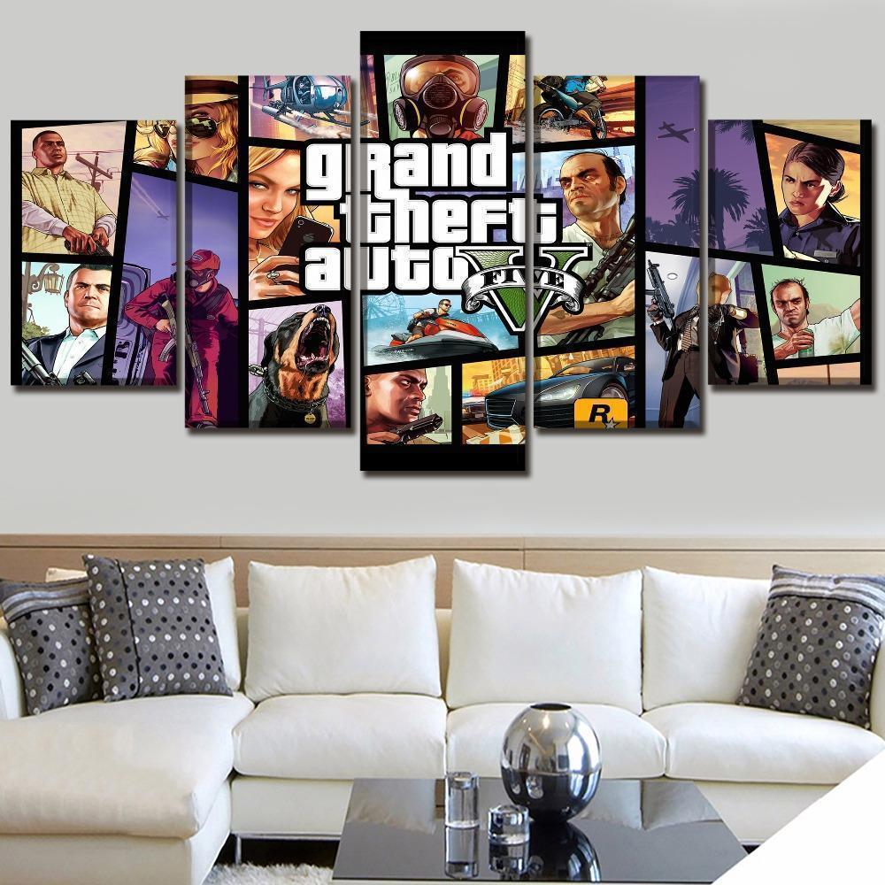 Grand Theft Auto V Character Posters 3 Gaming Canvas Wall Art