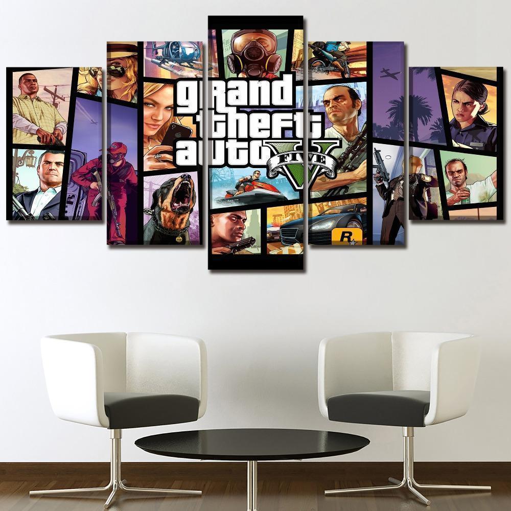 Grand Theft Auto V Character Posters 3 Gaming Canvas Wall Art