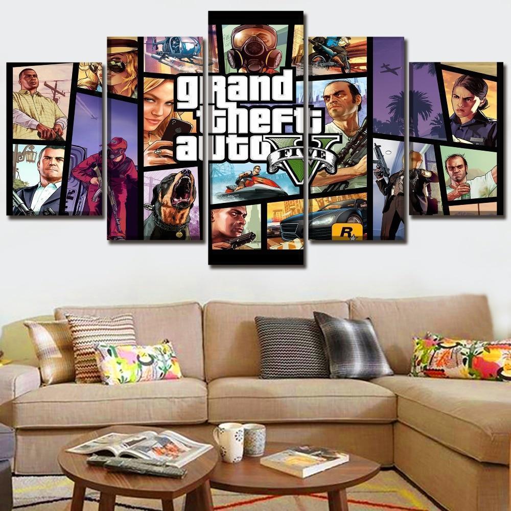 Grand Theft Auto V Character Posters 3 Gaming Canvas Wall Art