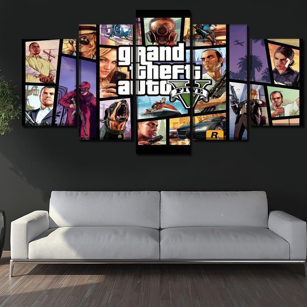 Grand Theft Auto V Character Posters 3 Gaming Canvas Wall Art