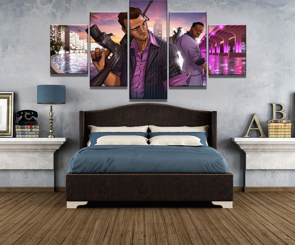 Grand Theft Auto V Character Posters 4 Gaming Canvas Wall Art