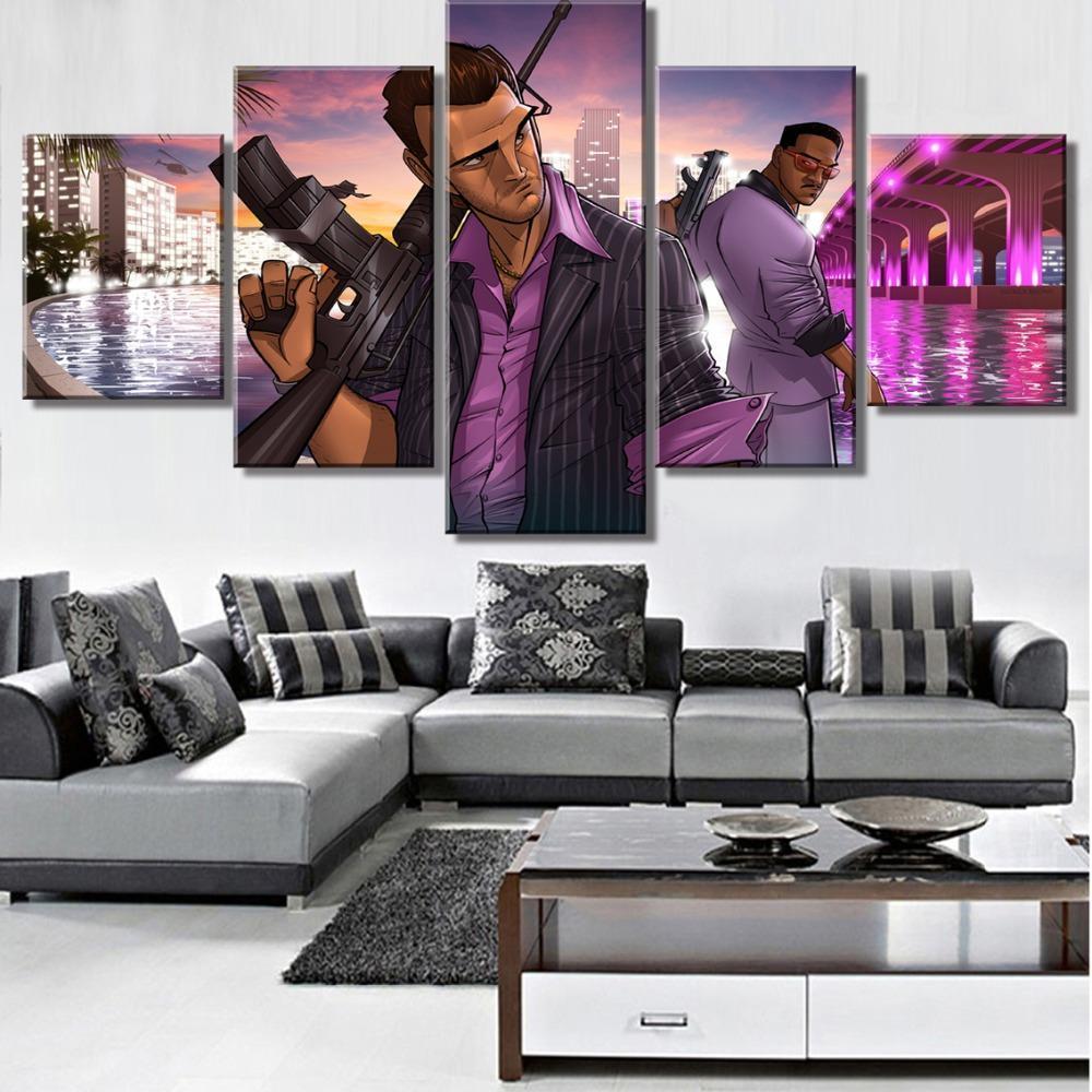Grand Theft Auto V Character Posters 4 Gaming Canvas Wall Art