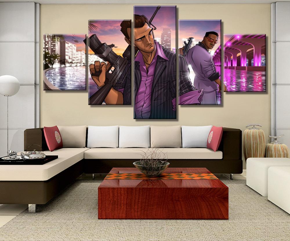 Grand Theft Auto V Character Posters 4 Gaming Canvas Wall Art