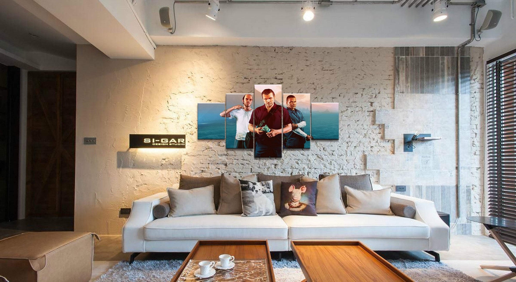 Grand Theft Auto V Character Posters 5 Gaming Canvas Wall Art