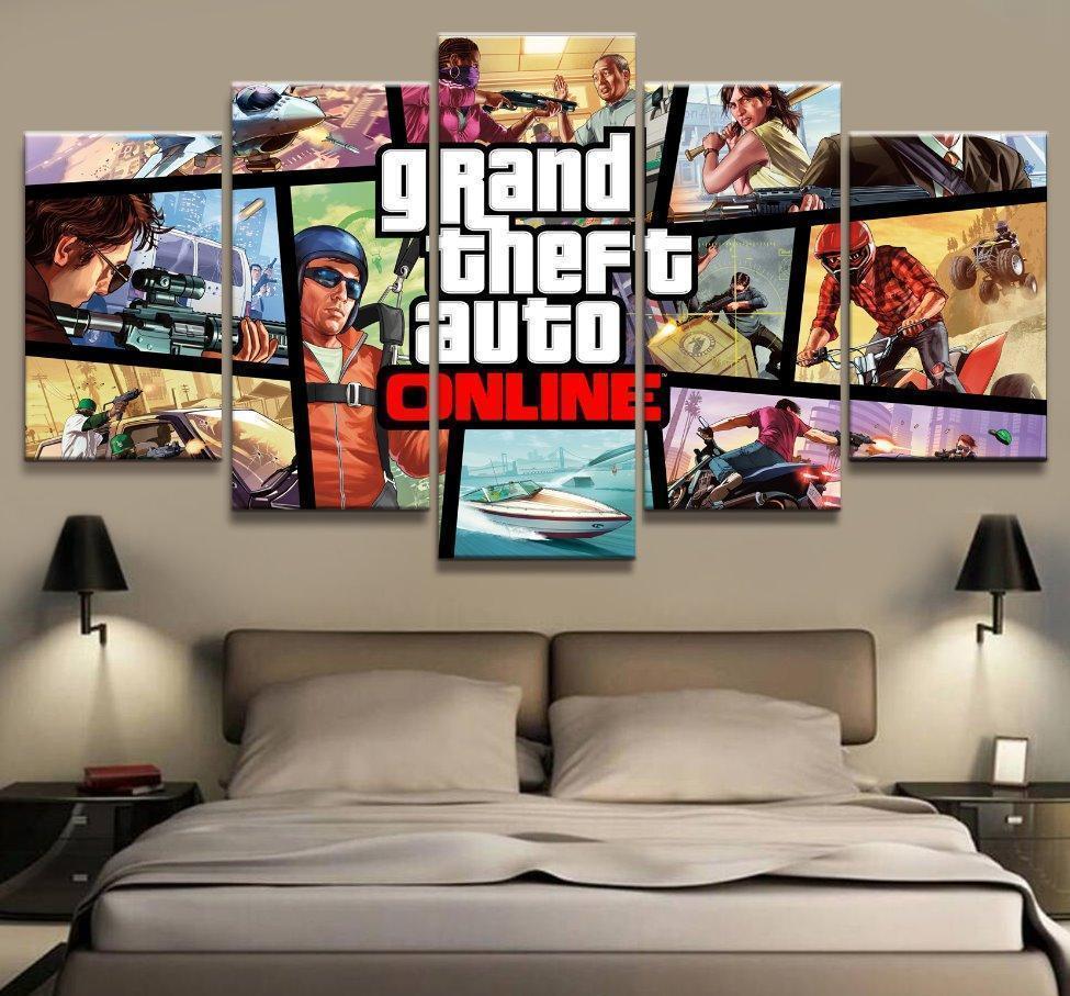 Grand Theft Auto V Character Posters 6 Gaming Canvas Wall Art