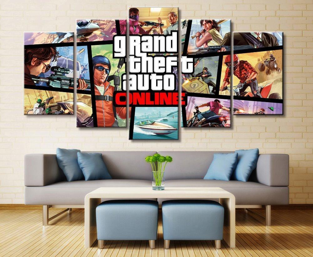 Grand Theft Auto V Character Posters 6 Gaming Canvas Wall Art