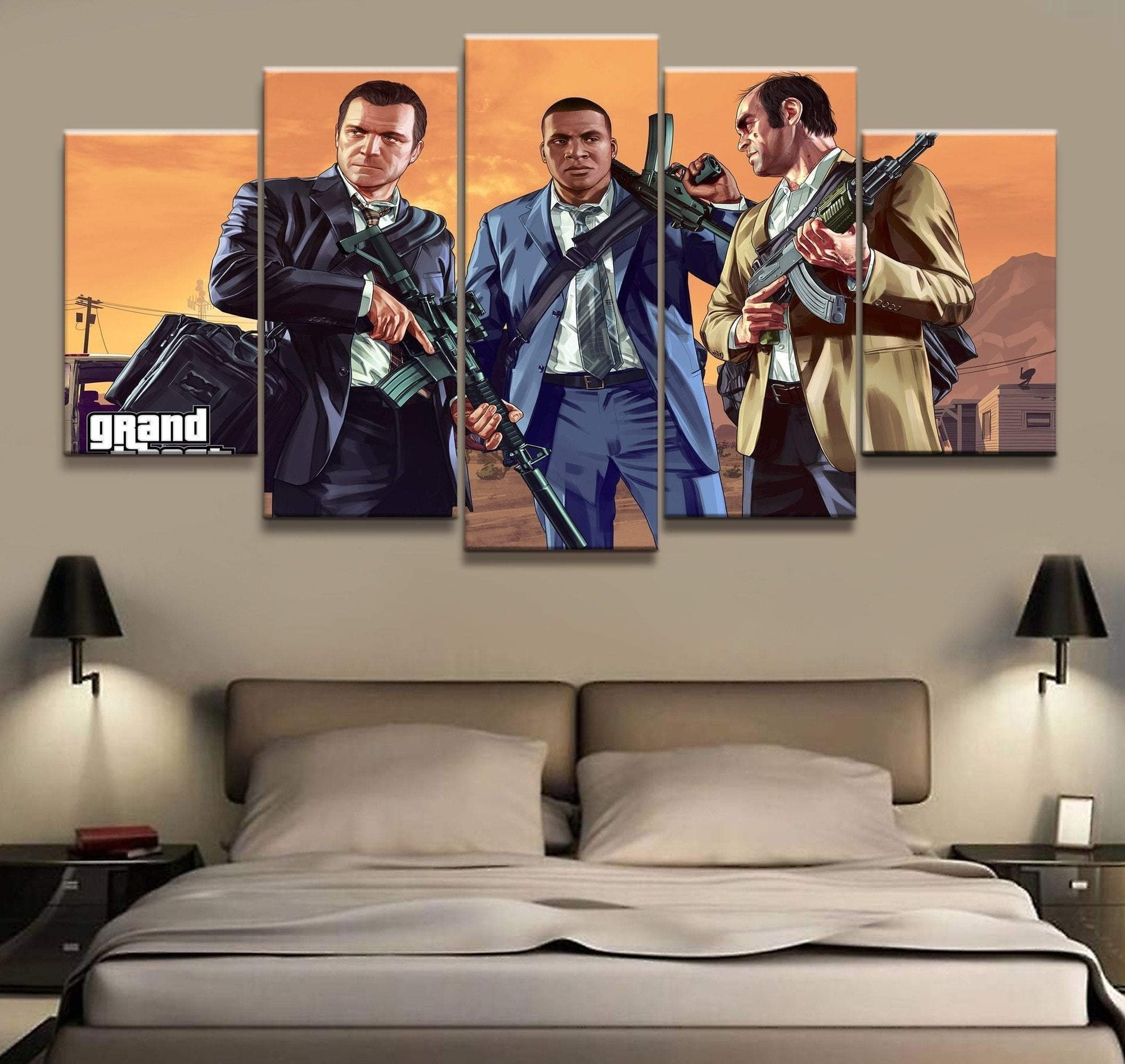 Grand Theft Auto V Character Posters 8 Gaming Canvas Wall Art