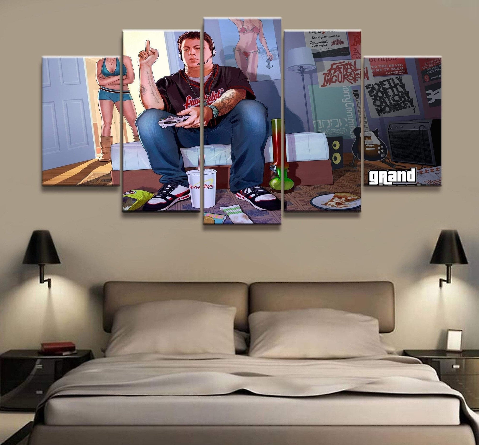 Grand Theft Auto V FU I Am Playing Gaming Canvas Wall Art