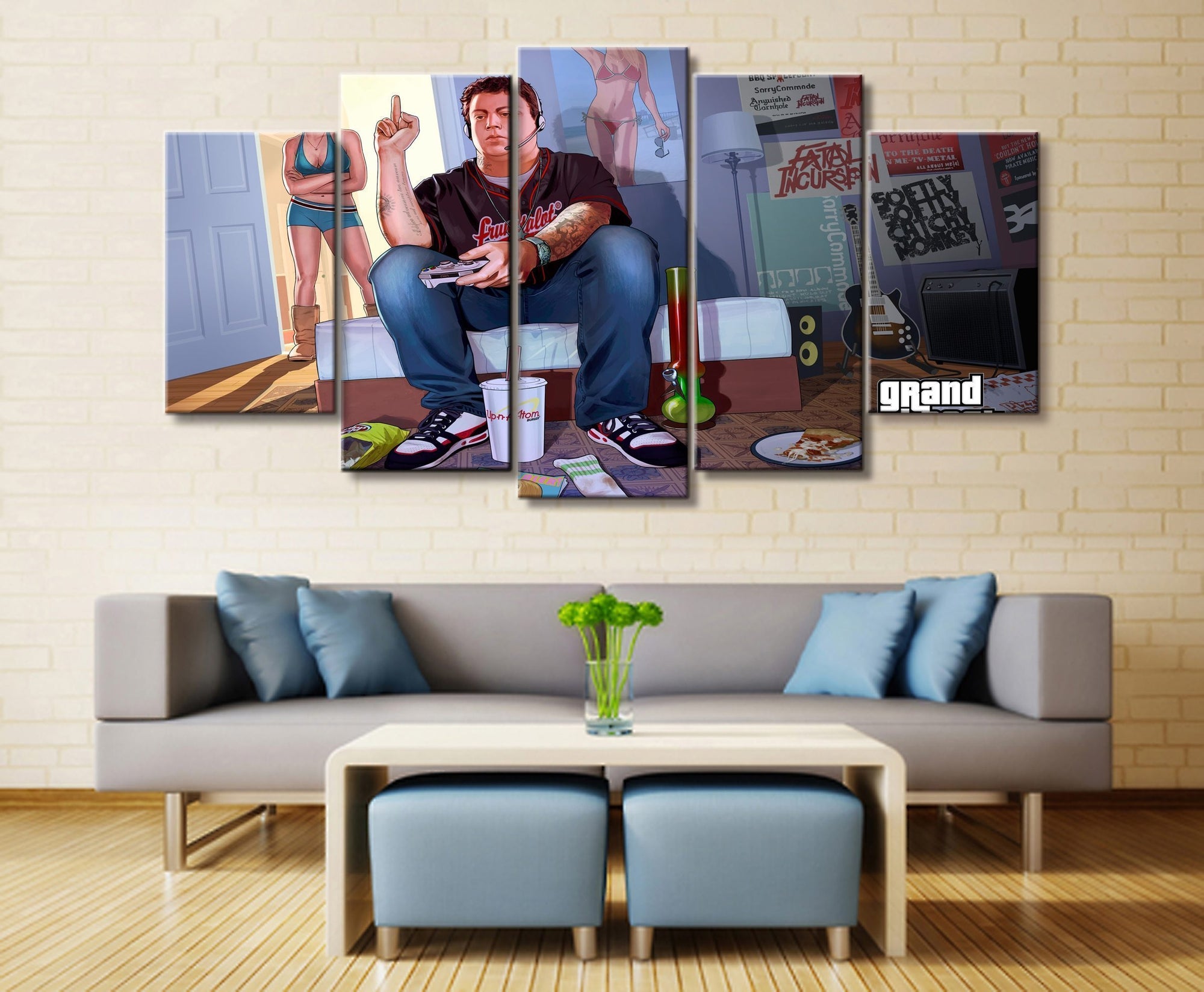 Grand Theft Auto V FU I Am Playing Gaming Canvas Wall Art