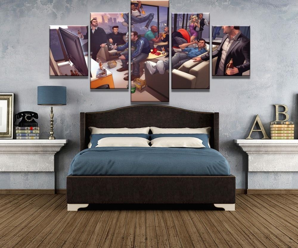 Grand Theft Auto V Night Party At Home Gaming Canvas Wall Art