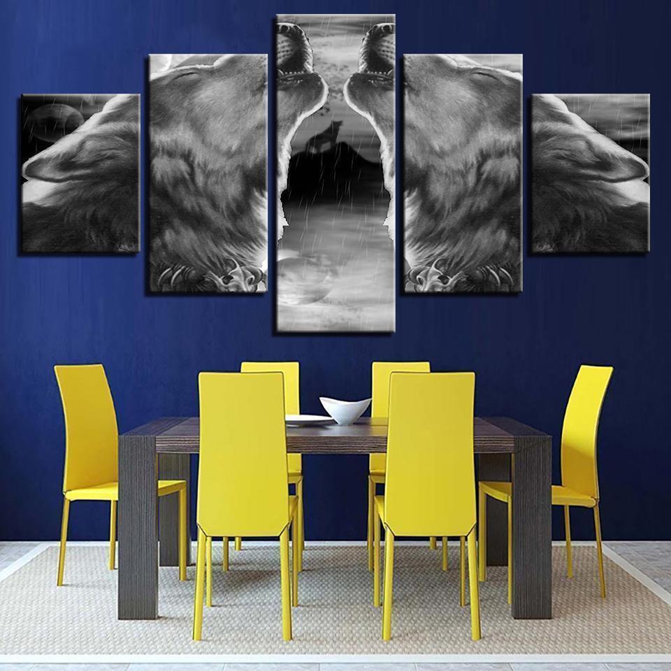 Gray Black Wolf Abstract Animal Canvas Wall Art