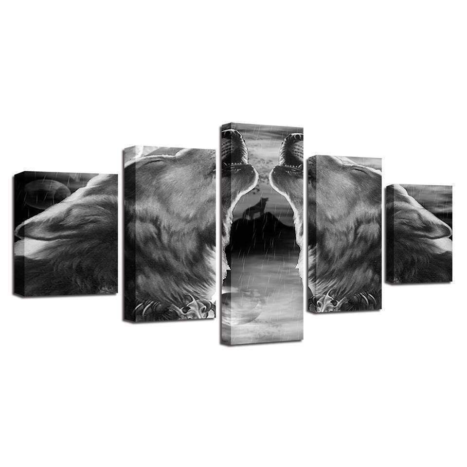 Gray Black Wolf Abstract Animal Canvas Wall Art
