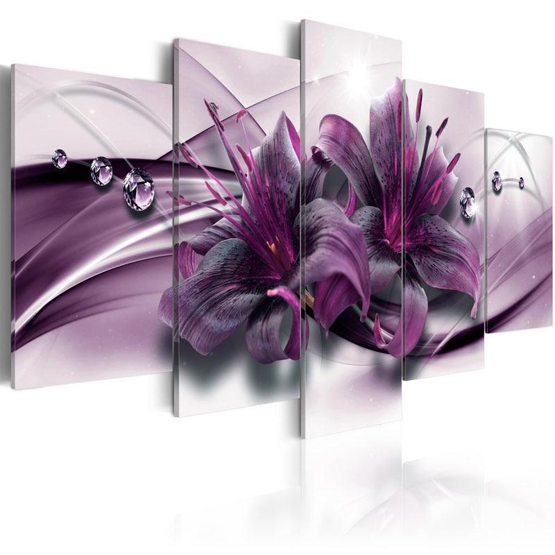 Gray Pink Lily Nature Canvas Wall Art
