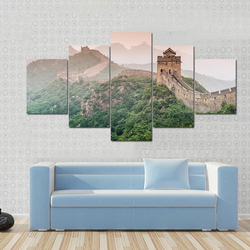 Great Wall Of China At The Jinshanling Section Nature Canvas Wall Art