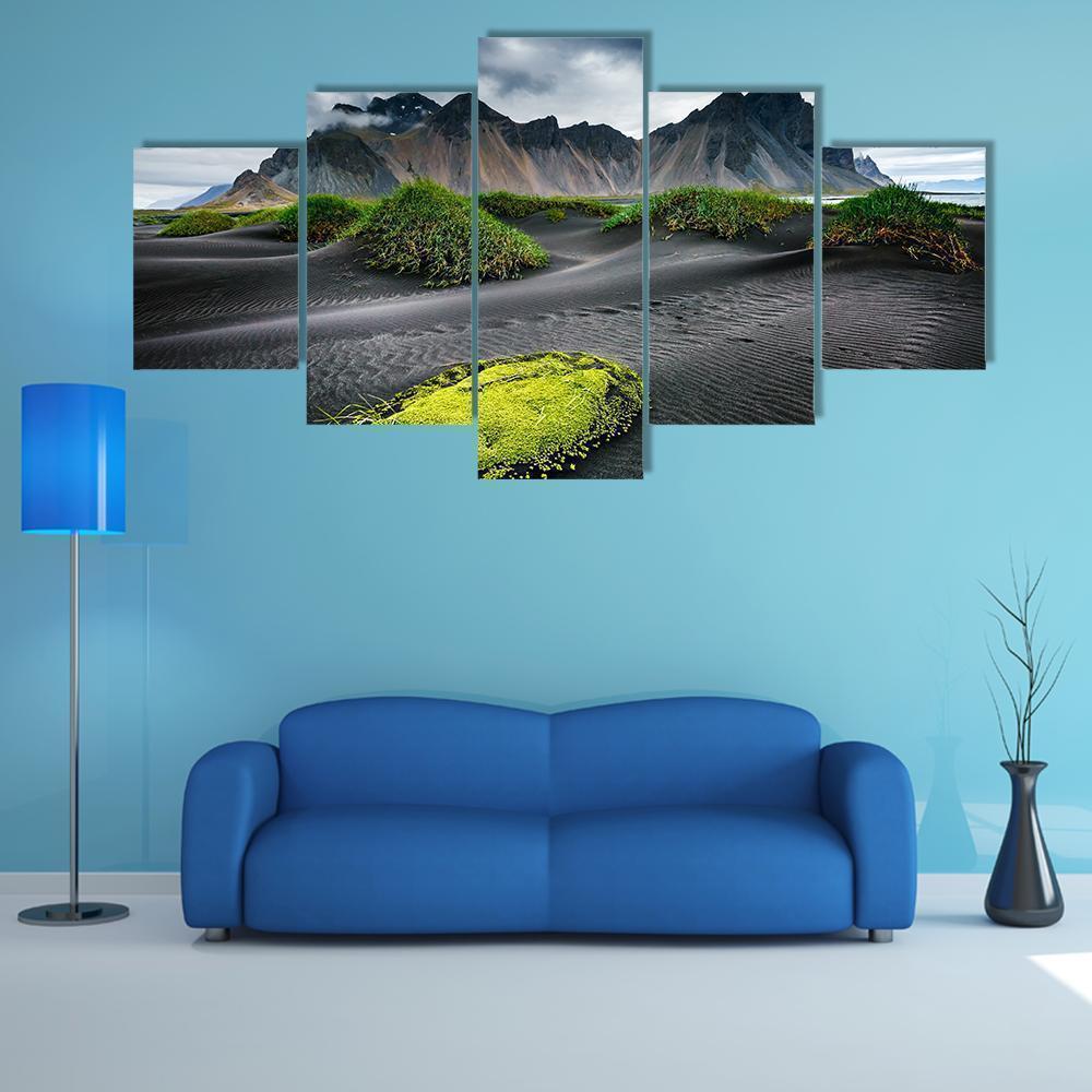 Great Wind Rippled Beach Black Sand Nature Canvas Wall Art