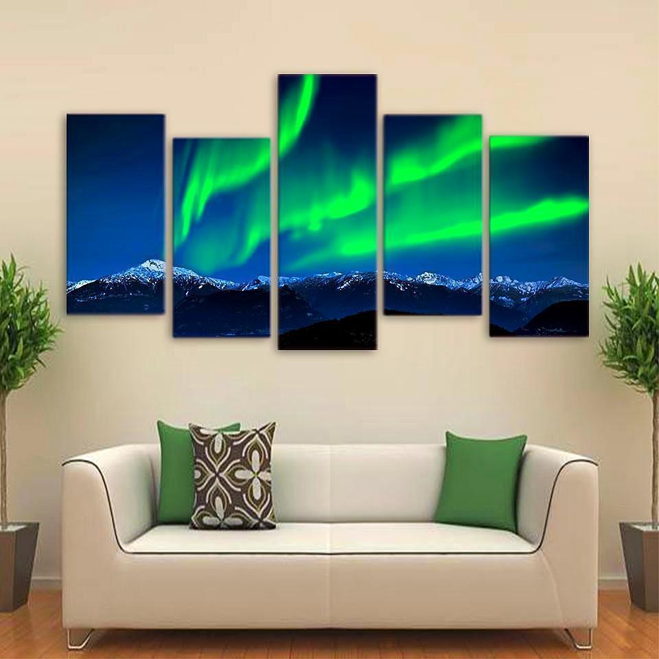 Green Aurora Space Universe Canvas Wall Art