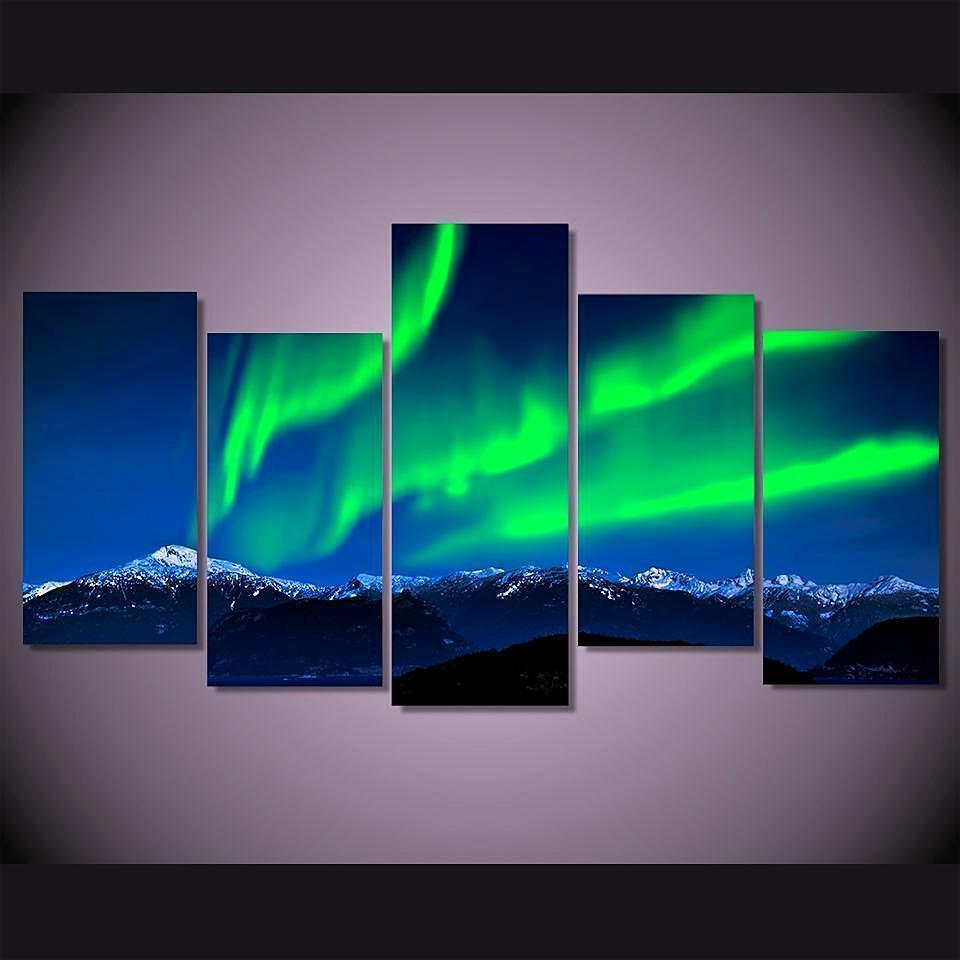Green Aurora Space Universe Canvas Wall Art