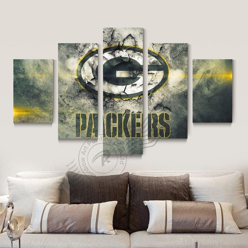 Green Bay Packers Logo Poster  Football Canvas Wall Art