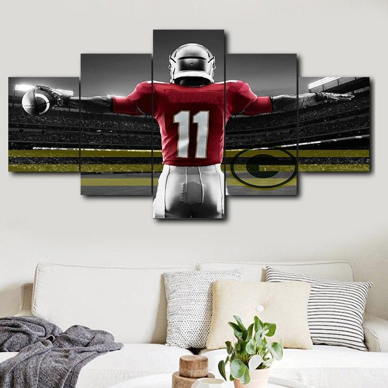 Green Bay Packers Star Number 11  Football Canvas Wall Art