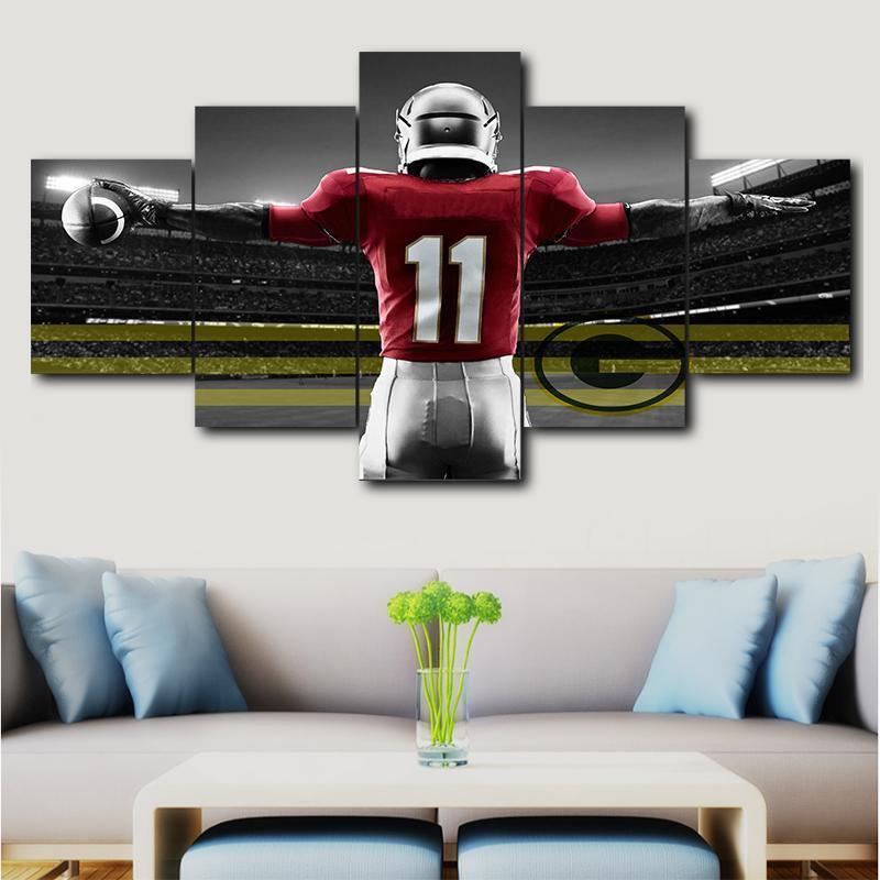 Green Bay Packers Star Number 11  Football Canvas Wall Art