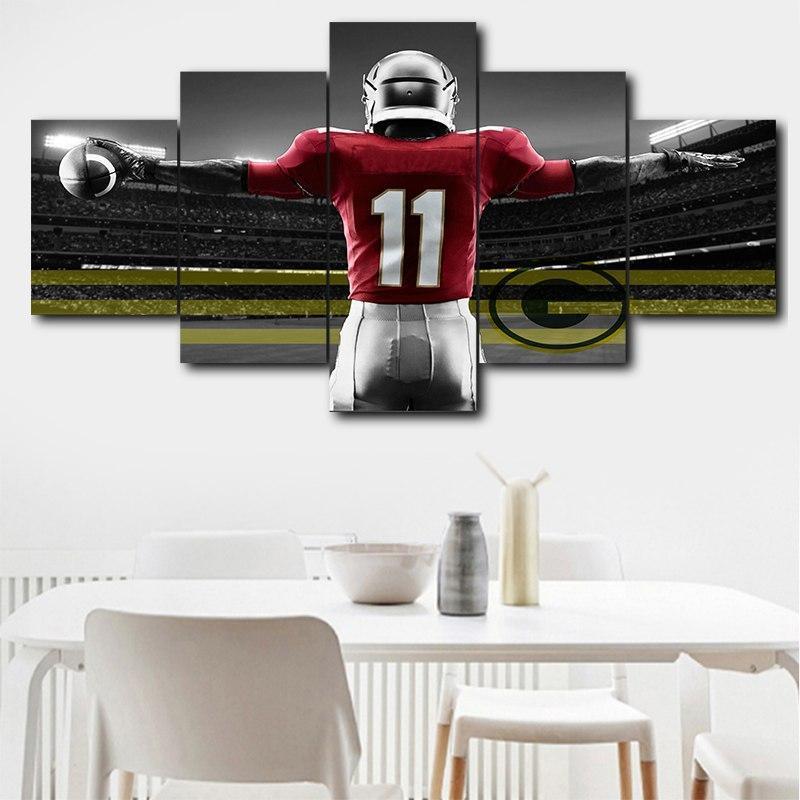 Green Bay Packers Star Number 11  Football Canvas Wall Art
