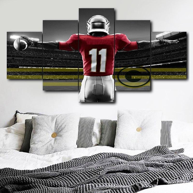 Green Bay Packers Star Number 11  Football Canvas Wall Art
