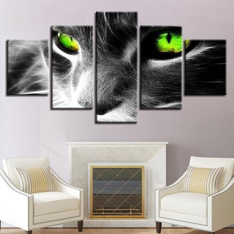 Green Eye Cat Animal Canvas Wall Art