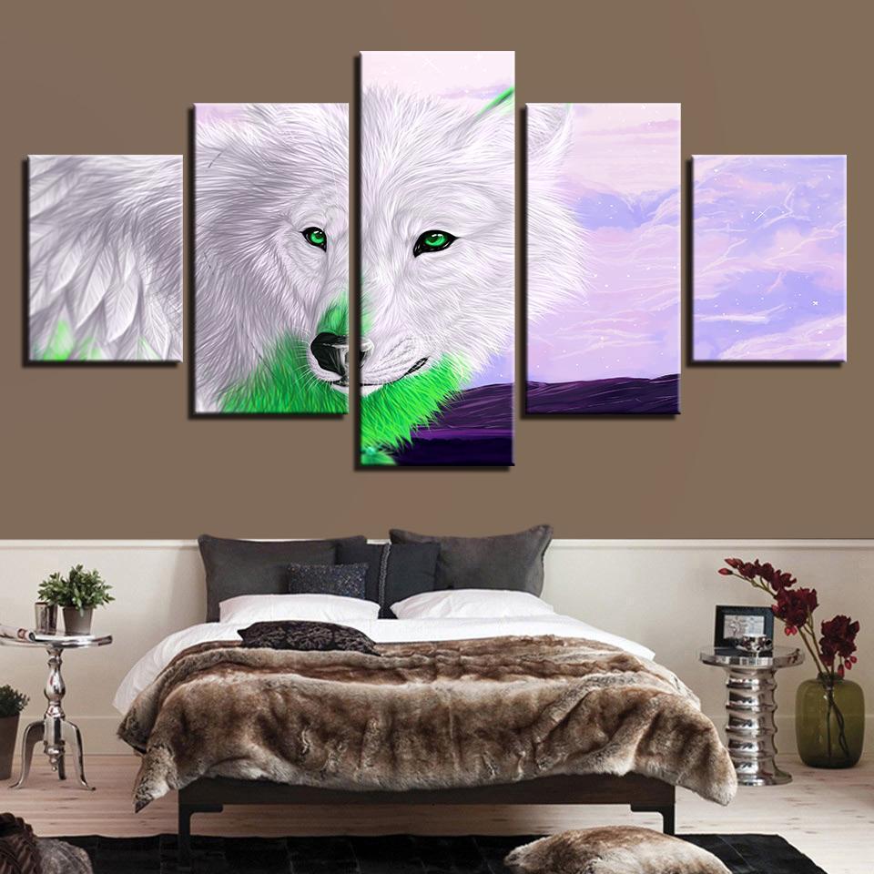 Green-eye Wolf Animal Canvas Wall Art