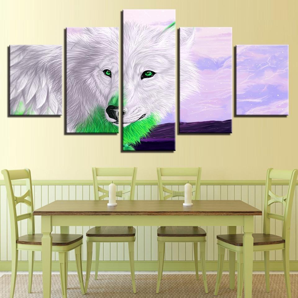 Green-eye Wolf Animal Canvas Wall Art