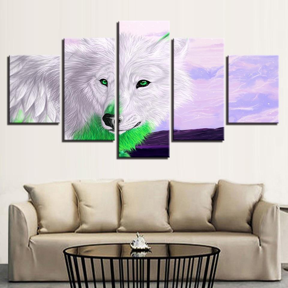 Green-eye Wolf Animal Canvas Wall Art