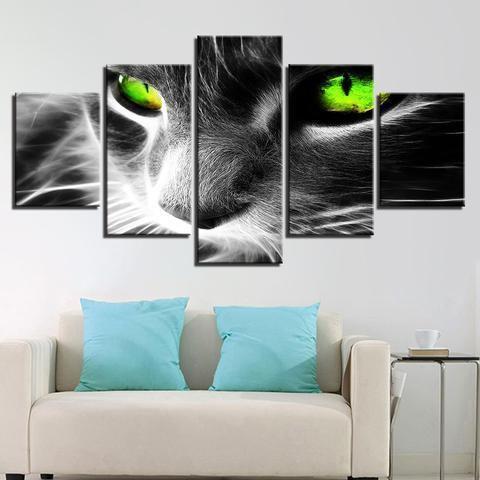Green Eyes Cat Animal Canvas Wall Art