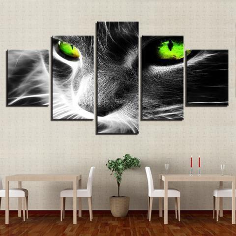 Green Eyes Cat Animal Canvas Wall Art