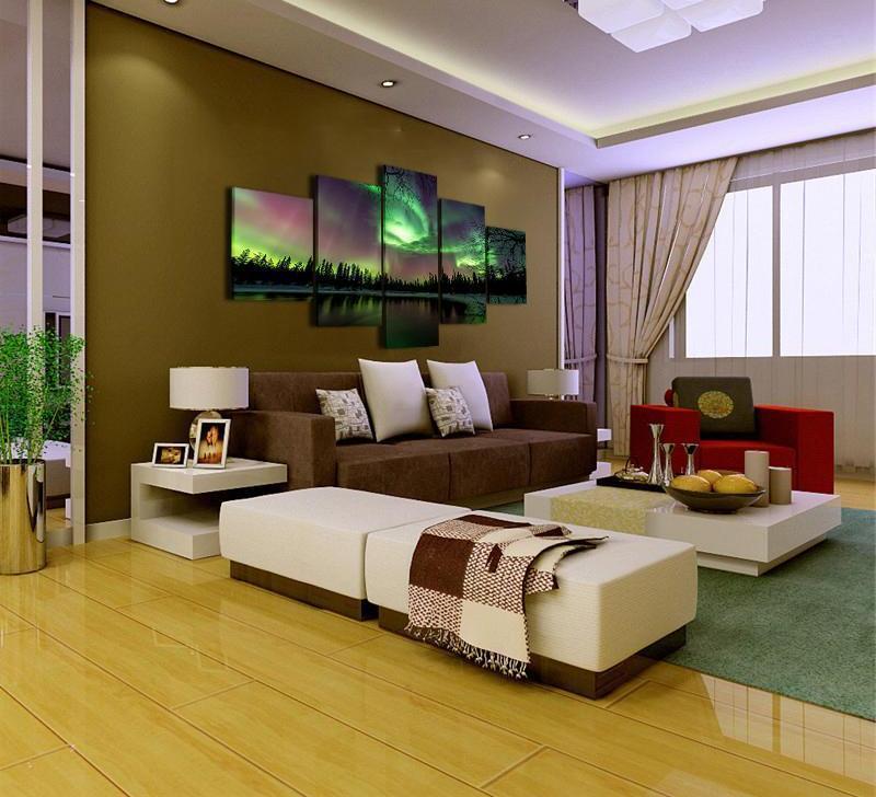 Green Forest Aurora Nature Canvas Wall Art