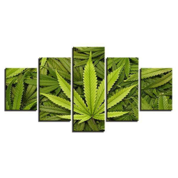 Green Leaves Marijuana Pot Canibus Nature Canvas Wall Art